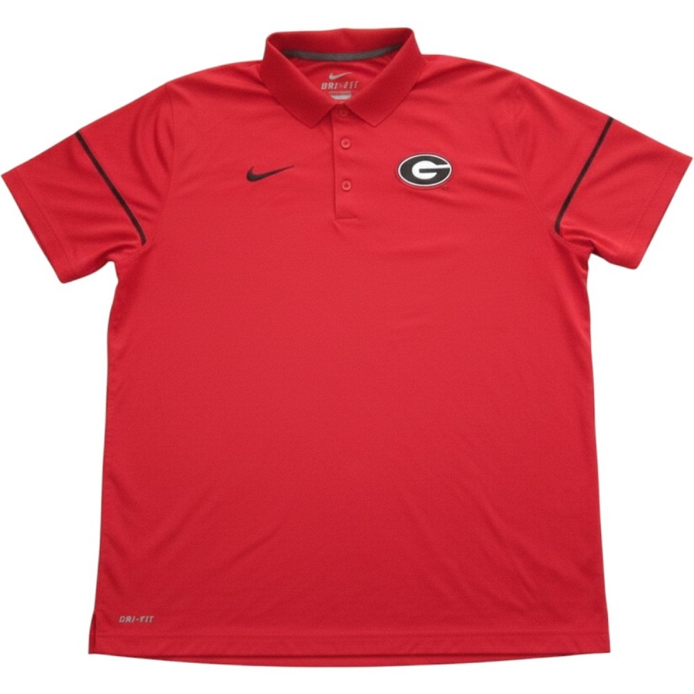 Nike Men Georgia Bulldogs Dri-FIT Polo Shirt Red Sz L G Logo Short Sleeve (M465)